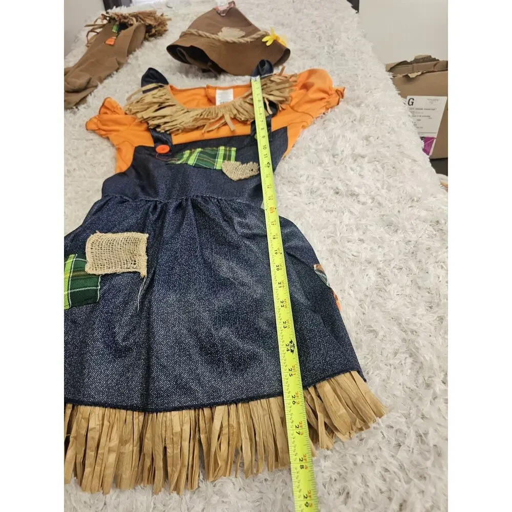 Girls L 10-12 Pumpkin Patchwork Dress Fall Festival Scarecrow Halloween Costume